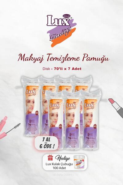 LUX Makyaj Temizleme Pamuğu Disk Şeklinde 7 AL 6 ÖDE ve 50 Gr Pamuk
