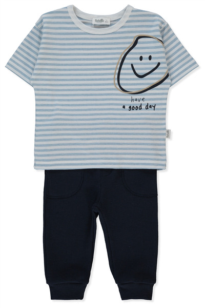 Bebetto WAFFLE PANTOLON 2Lİ TAKIM (STRIPED) MAVİ