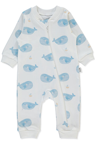 Bebetto Interlock Zippered Jumpsuit Without Booties (Sail Away) Ecru