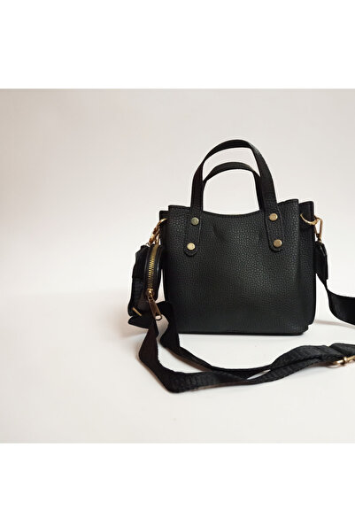Mimoza Accessories حقيبة يد سوداء، موديل بحزام طويل