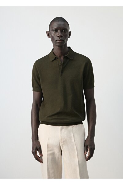 MANGO Man %100 pamuk ince triko polo gömlek