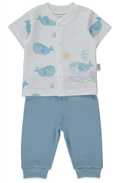 Bebetto طقم بيجامة صغيرة بدون جوارب من إنترلوك مكون من قطعتين (SAIL AWAY) بال...