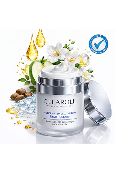 CLEAROLL Cremă de față antirid de noapte cu celule stem, acid hialuronic și v...
