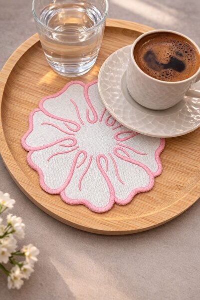 Mora Tekstil Set of 6 Floral Embroidered Presentation Napkins – Linen Fabric ...