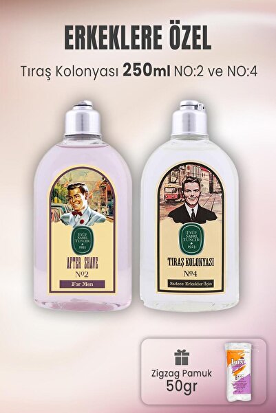 Eyüp Sabri Tuncer Tıraş Kolonyası No:2, No:4 ve Zigzag Pamuk 100 gr