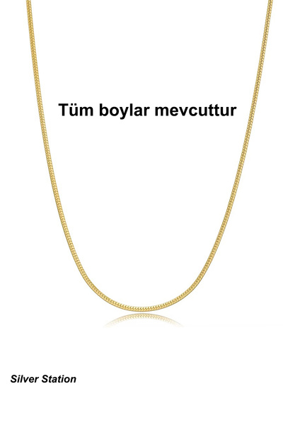 Silver Station İtalyan Altın Renk Yuvarlak Yılan Gümüş Kolye Zincir 40-45-50-...