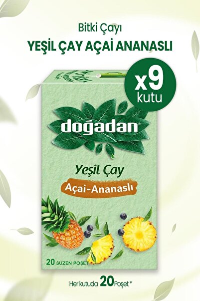 Doğadan Green Tea Açai Pineapple Cup Tea Bags X 9 Pieces