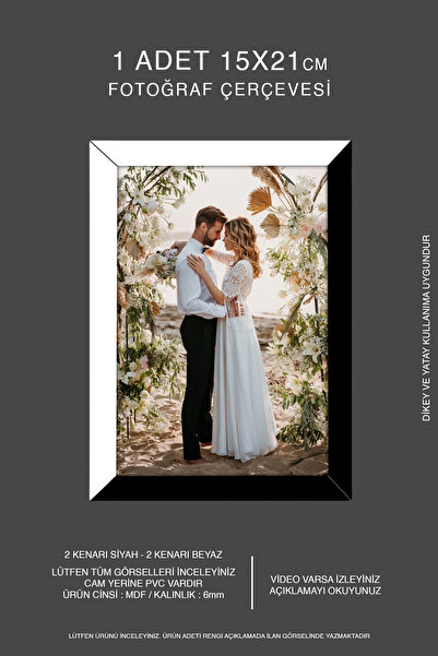Bytwo 1 Adet 15x21 Çerçeve - a5 Mdf Çerçeve - Fotoğraf Çerçevesi - Siyah-Beya...