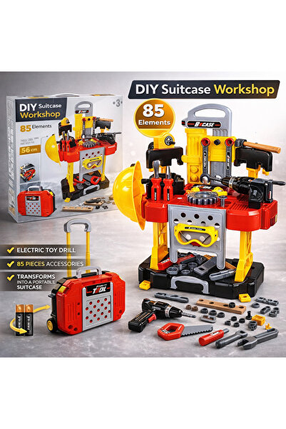 LEAN Set DIY atelier valiza 3in1 cu baterii 85 elemente 56cm