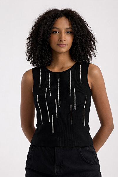 İLKCET MODA Ženska pletena odjeća sa detaljnim kamenčićima