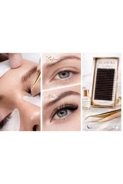 Glamura Lashes Extensi de gene fir cu fir maro curbura M Grosime 0.05 Lungime 7