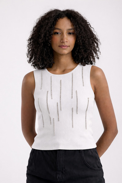 İLKCET MODA Ženska pletena odjeća sa detaljnim kamenčićima