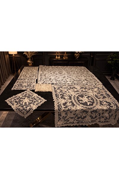 HUZUR ÇEYİZ طقم صالة من الدانتيل مكون من 17 قطعة