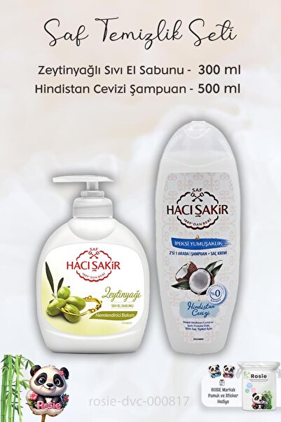 Hacı Şakir Zeytinyağlı Sıvı Sabun 300 ml, Hindistan Cevizli Şampuan 500 ml ve...