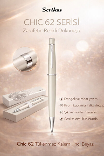 Scrikss Tükenmez Kalem Lüks Kutulu Inci Beyaz