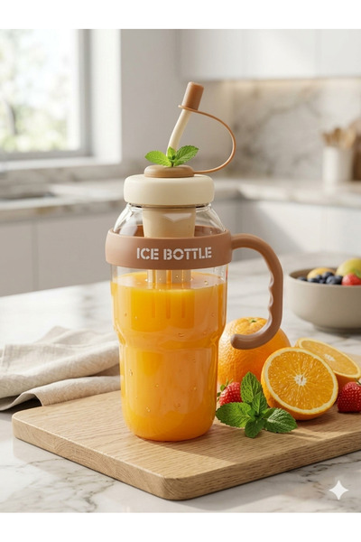 SNK Ice Water Bottle 1300ml BPA Free, Internal Infuser, Straw, Detox, For Gym...