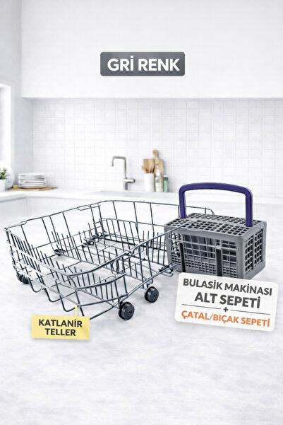 Bosch Bulaşık Makinesi Sepeti Alt Sepeti Tabaklık Gri Çatal Kaşık Sepeti