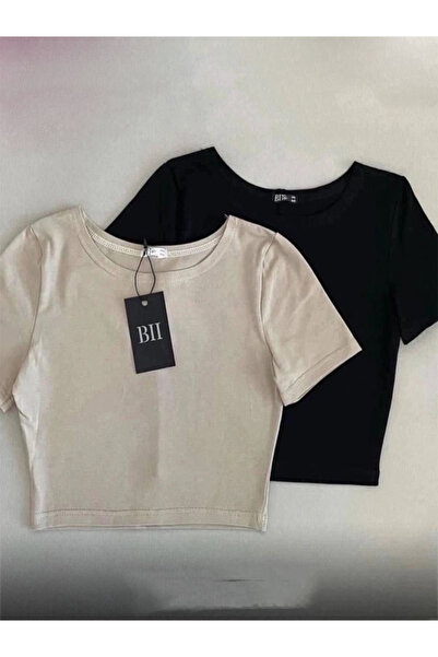 buğlem collection Tricou Crop Camisole cu nervuri - Decolteu, Femei, Pachet 2