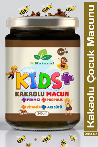 DRNATURAL Kids Kakaolu Çocuk Macun 240 Gr - Pekmez - Propolis - Vitamin - Arı...
