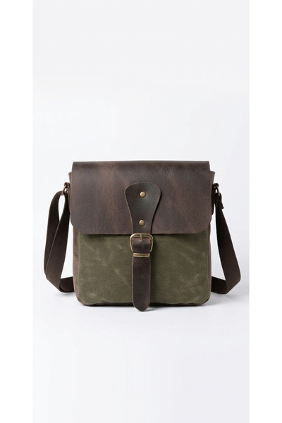 GALANDE Genuine Leather & Canvas Messenger Bag