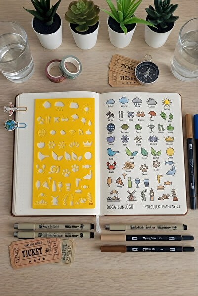 Karmelom Studio Riglă pentru șabloane pentru jurnal cu bile, cu simboluri Mon...