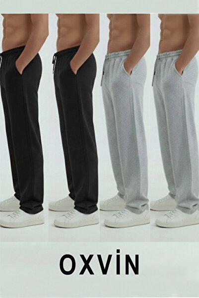 OXVİN Walker Baggy 4-Piece Set (2 Black - 2 Gray) Ov Oversized Sweatpants Alt...