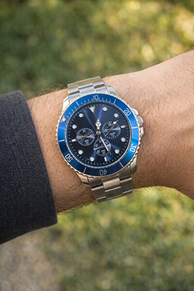 İSTLİV Men's Silver-blue Color Wristwatch