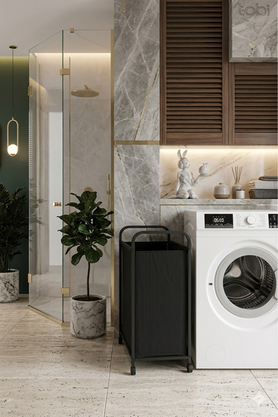 Tobi Tekerlekli Kirli Sepeti Torbalı Kokusuz Sepet