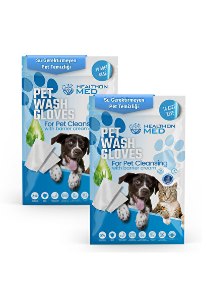 HEALTHON MED Evcil Hayvan Temizleme Mendili Kese Eldiveni 20 Adet (2li Paket)...