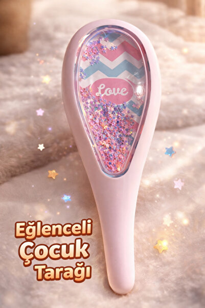 SEVRU Profesyonel Açma Tarama Saç Fırçası Kız Çocuk 3d Pullu Simli Renkli