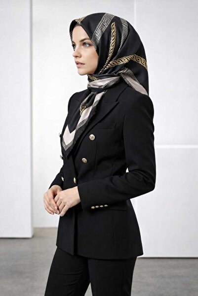 Parla TREND Kaz Ayağı Örgü Zincir Desenli Soft Pamuk Eşarp