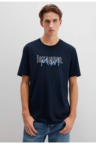 Mavi M067114 Istanbul B Printed T-Shirt Men's T-Shirt Dark Blue