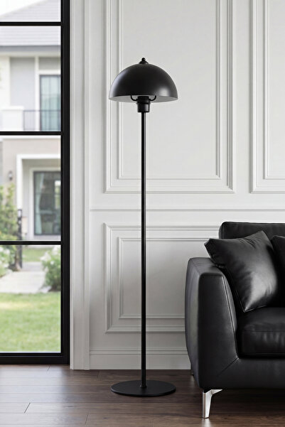 Marrien Luna Tek Ayaklı Siyah Metal Lambader Oturma Odası & Yatak Odası & Sal...