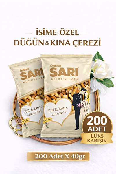 Önder Sarı Kuruyemiş Lüks Karışık Düğün Ve Kına Çerezi Kişiselleştirebilir Ku...