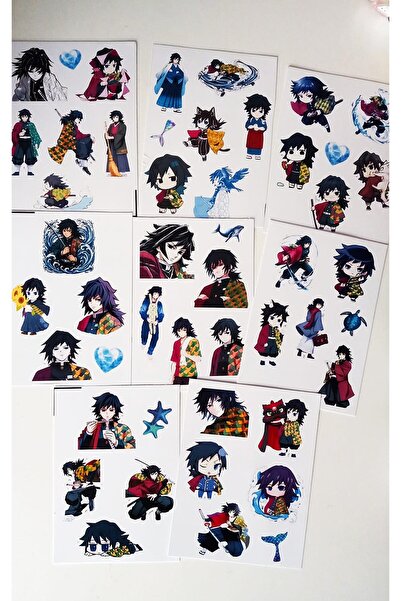 Atölye Moonlit Demon Slayer Giyu Tomioka Sticker Seti İblis Keser Giyuu Anime...