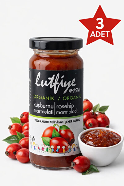 LUTFIYE Organik Kuşburnu Marmelatı 280 Gr / 3 Lü Paket