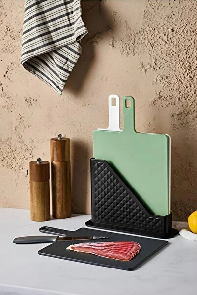 Piev Strappy Cutting and Chopping Boards Set with Stand, 3-Piece