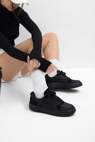 Tonny Black Kadın Siyah Termo Taban Bağcıklı Spor Ayakkabı