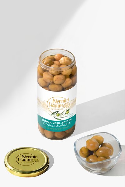 Nermin Hanım Zeytinliği Edremit Doğal Fermente Yeşil Kırma Zeytin 300gr