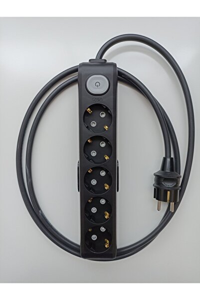 VİKO Siyah 5'li 5 Metre Anahtarlı Topraklı Çocuk Korumalı Çoklu Grup Priz