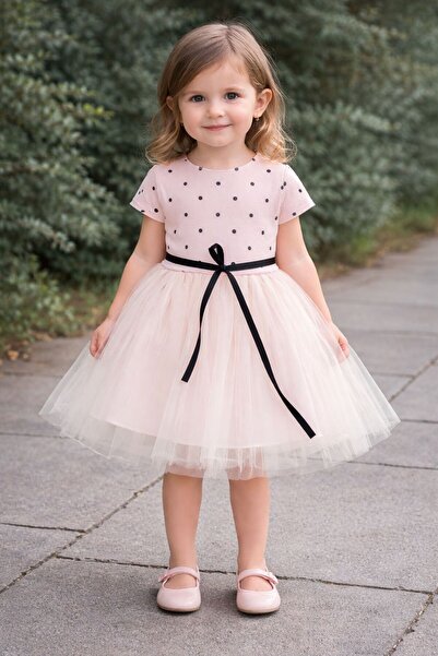 SuAy Baby Κοριτσίστικο φόρεμα με κοντό μανίκι με τούλινη φούστα