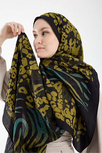lavinscarfs Lavin Scarfs Zeopar Koleksiyonu Pamuk Viskon Şal Yağ Yeşili