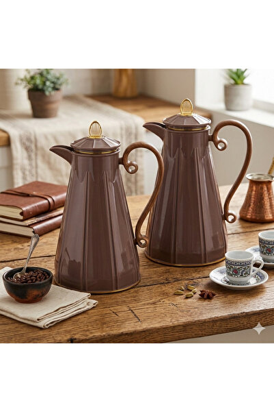 Alaska طقم ترامس ألاسكا مكون من قطعتين لون كاكاو يد خشبي