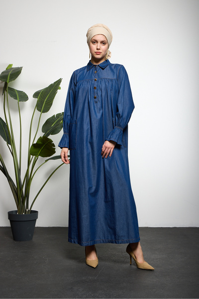 OKTAYUSTA COLLECTİON قميص روبالي بياقة وجيوب واسعة وأزرار نصفية على طراز مولانا