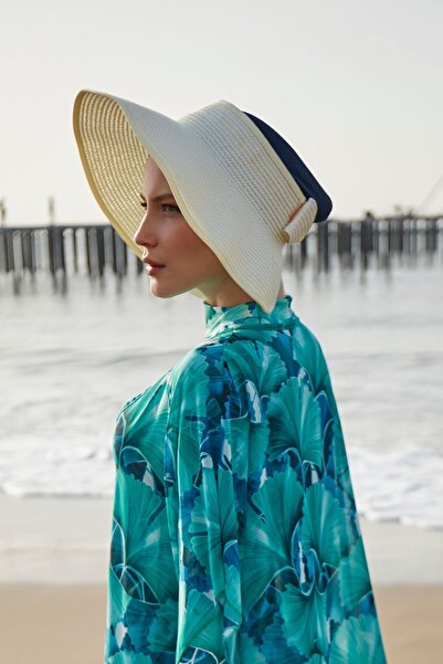 Remsa Mayo Remsa Bow Foldable Visor Straw Hat Sunscreen Visor RŞ-78 Ecru