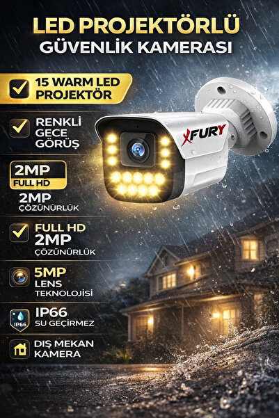 FURY 15 Warm LED Gece Renkli Görüntü Güvenlik Kamerası (Dış Mekan Su Geçirmez)
