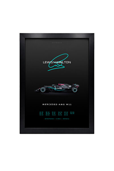 KAYNOCK Lewis Hamilton, Mercedes, Formula 1 Poster Tablo Siyah Çerçeve
