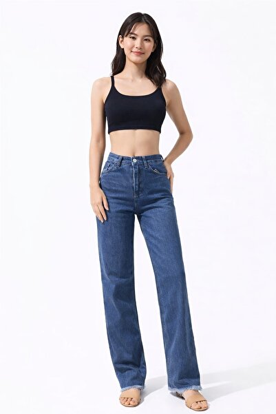 DAISY MODA Yüksek Bel Boru Paça Pantolon