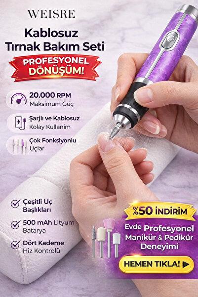 Weisre Şarjlı Manikür Pedikür Seti 20.000 RPM Profesyonel Tırnak Freze Makine...