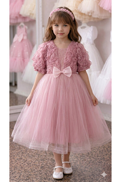Luma Decor Girl's Pink Tulle Piece Princess Dress